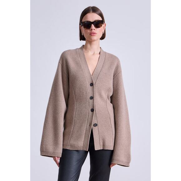 APIECE APART Paris V-Neck Button Front Cardigan Walnut - XS - Picture 1 of 3